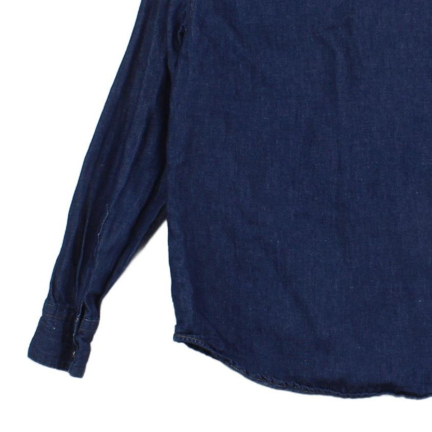 Womens Denim Shirt Slim Fit Button Up Long Sleeve