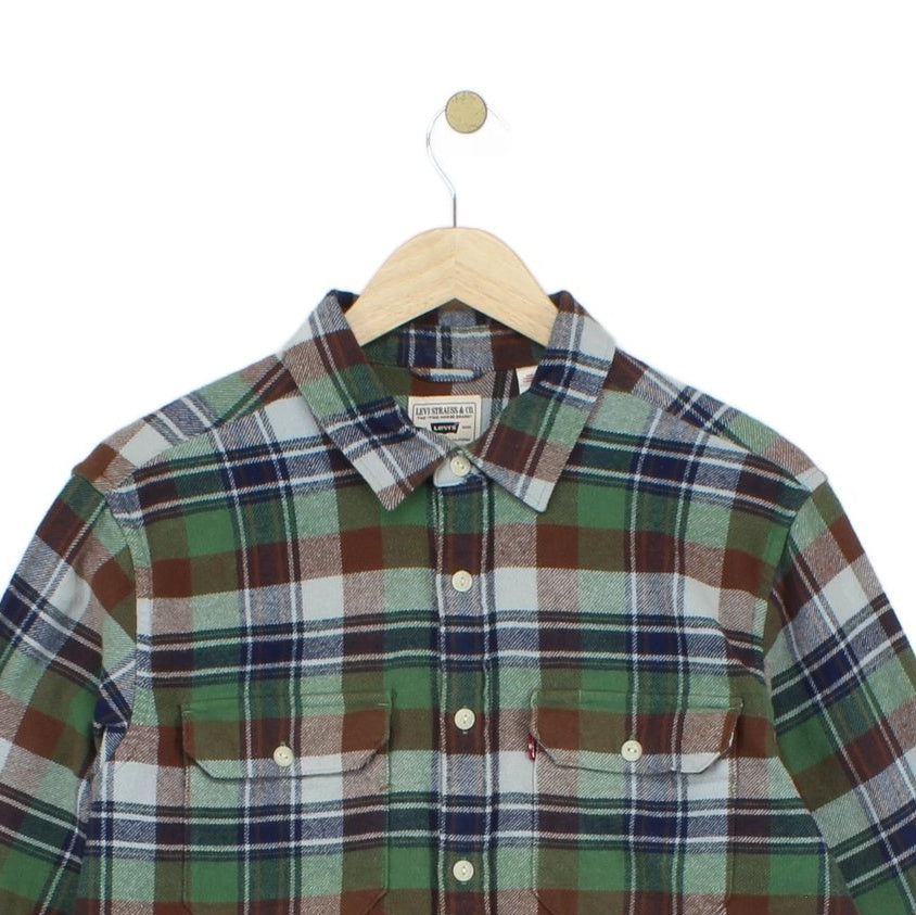 Mens Flannel Shirt Long Sleeve Relaxed Check