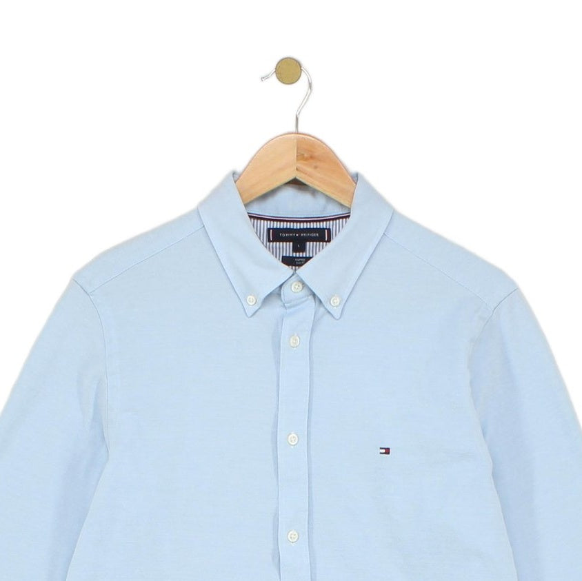 Mens Knitted Shirt Stretch Slim Fit Classic