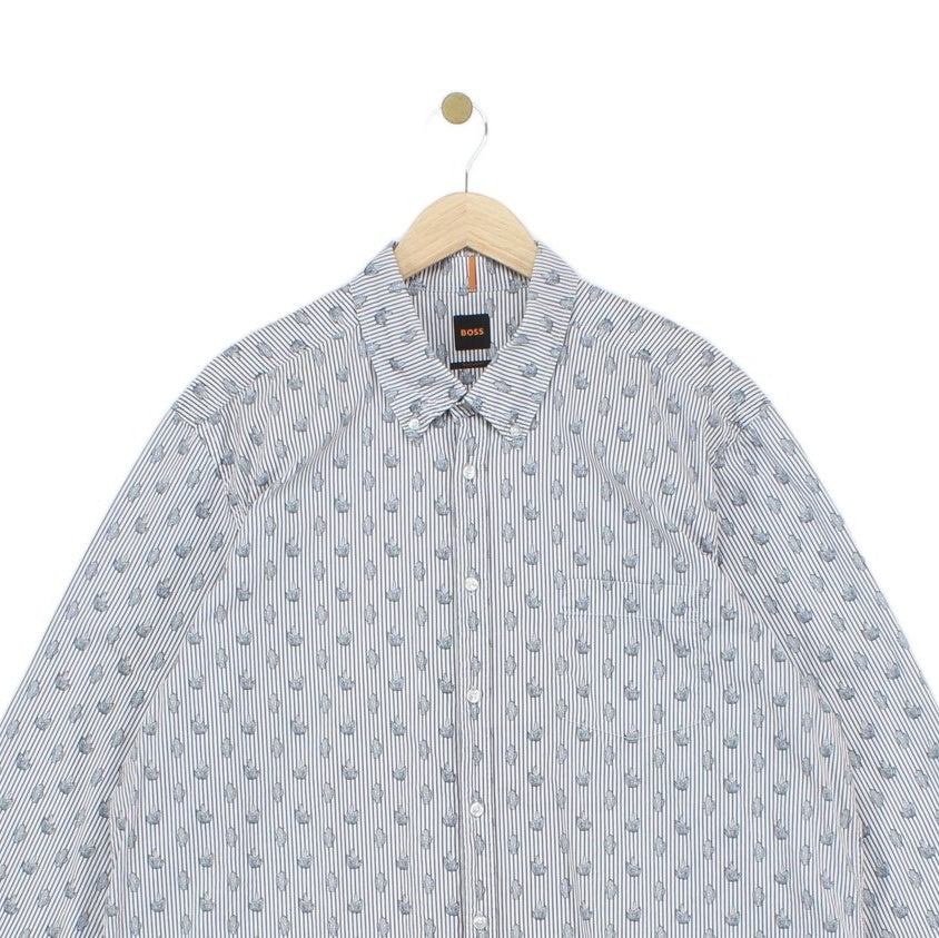 Mens Patterned Shirt Long Sleeve Button Up