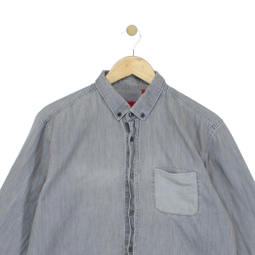 Mens Shirt Slim Fit Long Sleeve Pocket