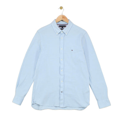 Mens Knitted Shirt Stretch Slim Fit Classic