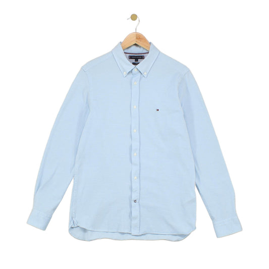 Mens Knitted Shirt Stretch Slim Fit Classic