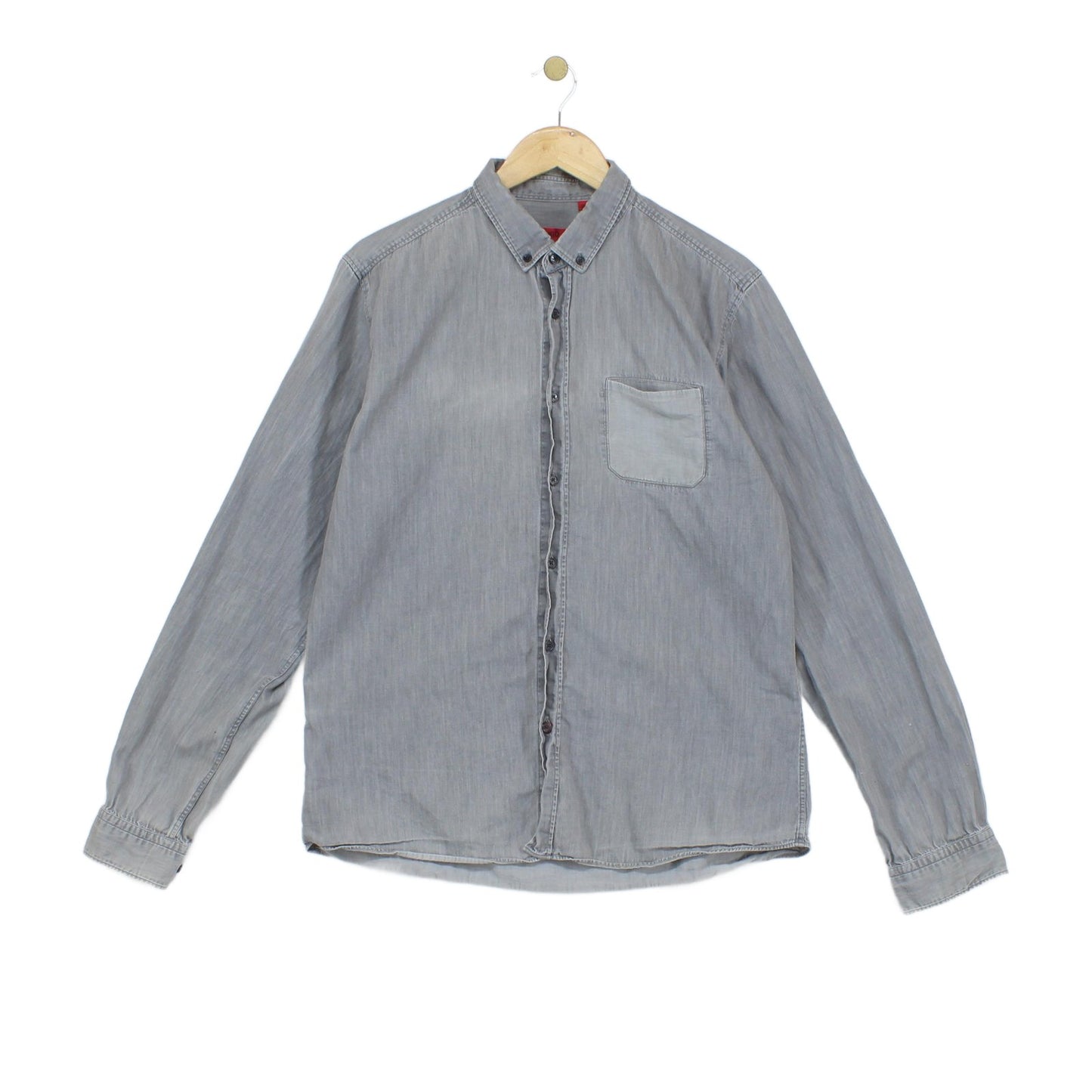 Mens Shirt Slim Fit Long Sleeve Pocket