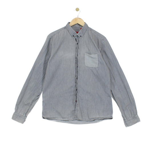 Mens Shirt Slim Fit Long Sleeve Pocket