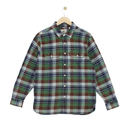 Mens Flannel Shirt Long Sleeve Relaxed Check