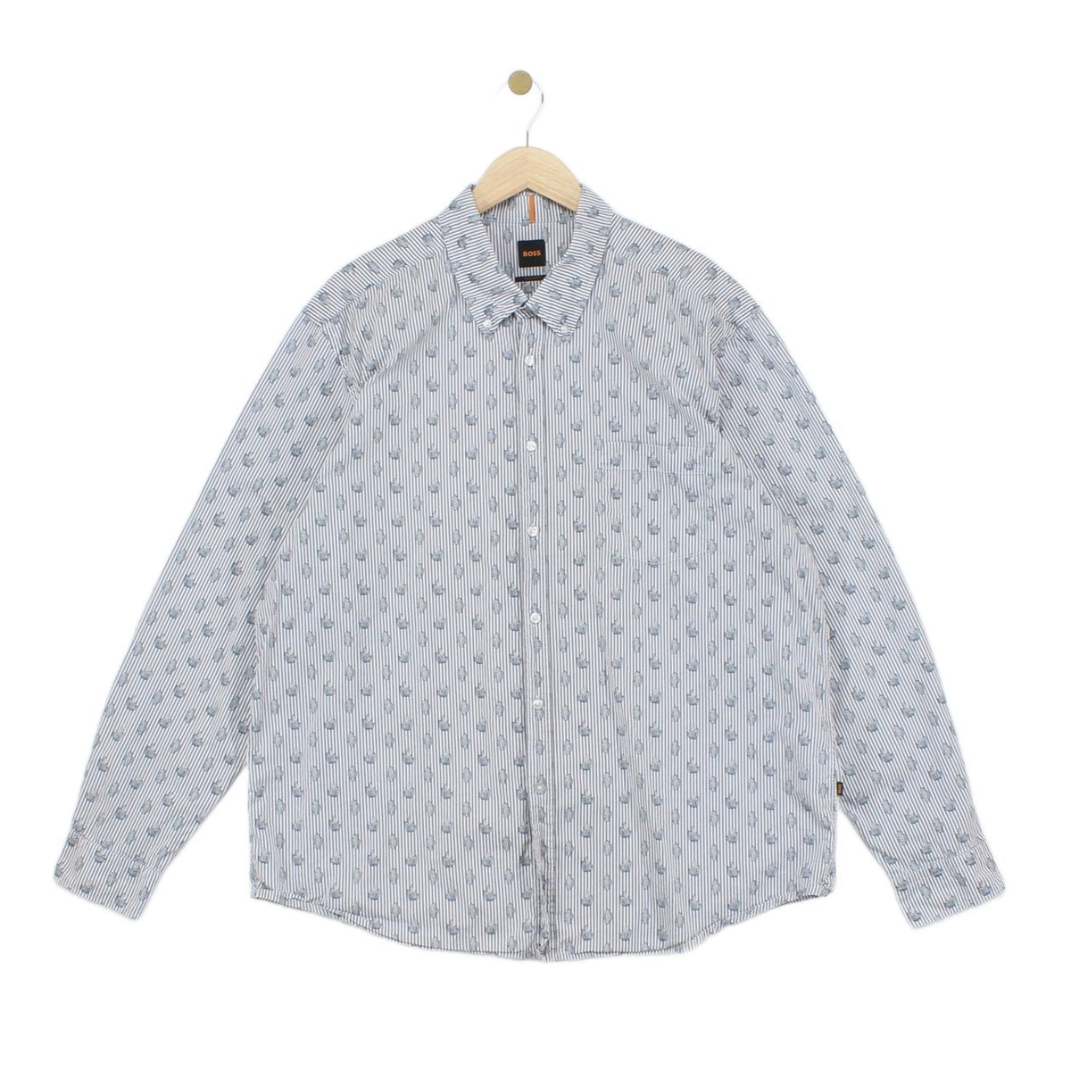 Mens Patterned Shirt Long Sleeve Button Up