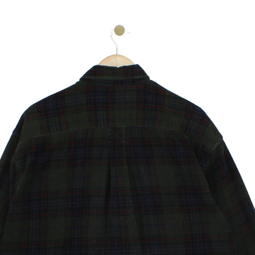 Mens Corduroy Shirt Button Down Classic Plaid Tall