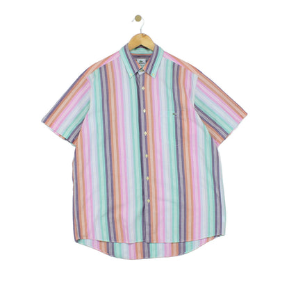 Mens Striped Shirt Casual Button Up Short Sleeve