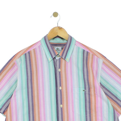 Mens Striped Shirt Casual Button Up Short Sleeve