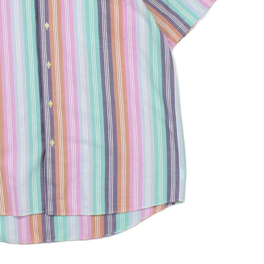 Mens Striped Shirt Casual Button Up Short Sleeve