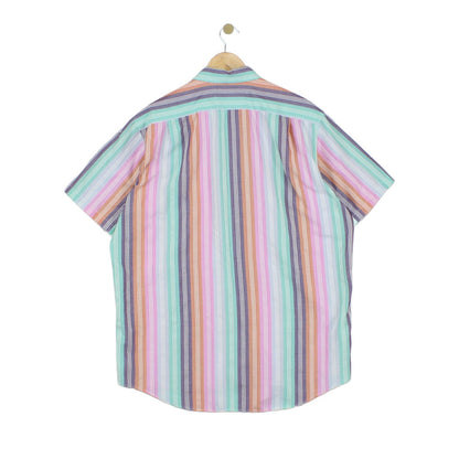 Mens Striped Shirt Casual Button Up Short Sleeve