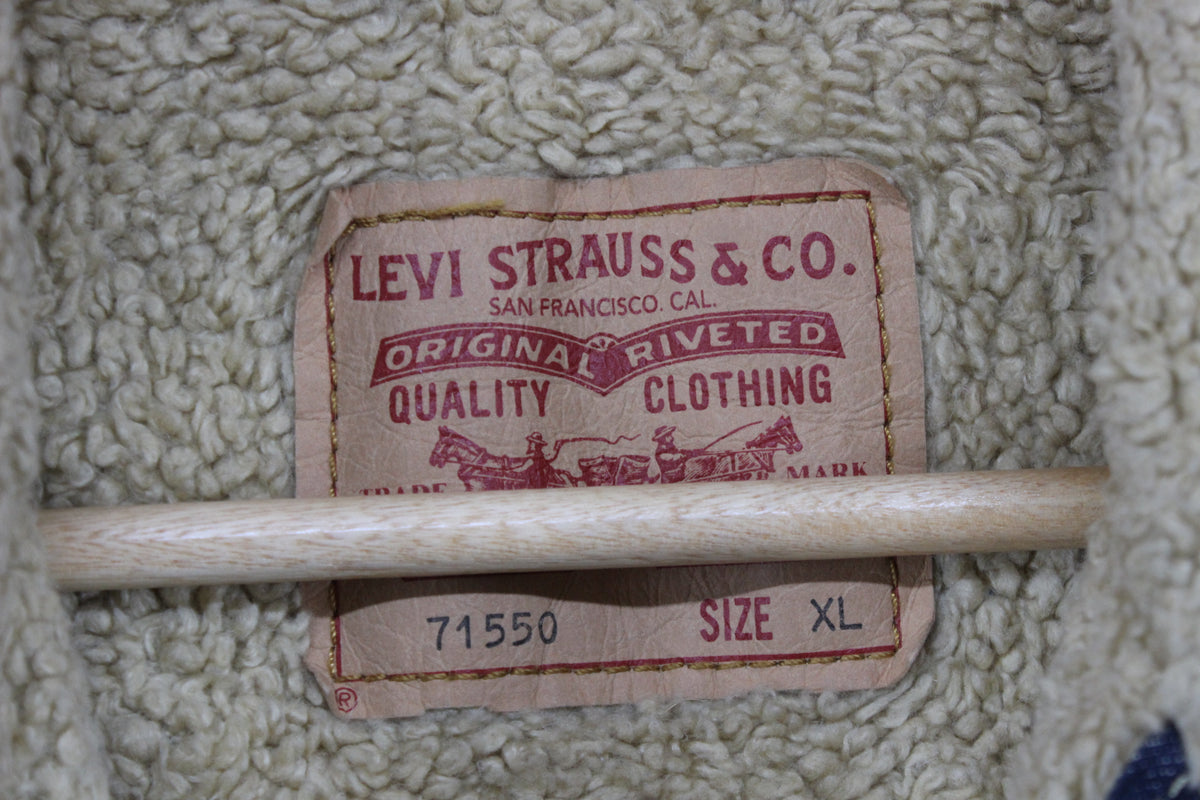 Mens Sherpa Denim Jacket Trucker Cotton