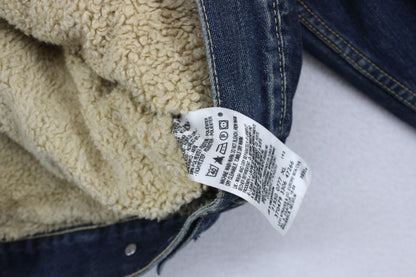 Mens Sherpa Denim Jacket Trucker Cotton