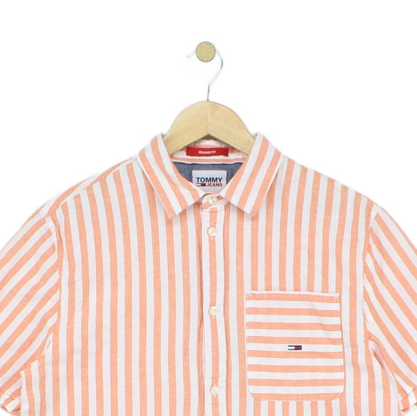 Mens Striped Shirt Relaxed Fit Short Sleeve