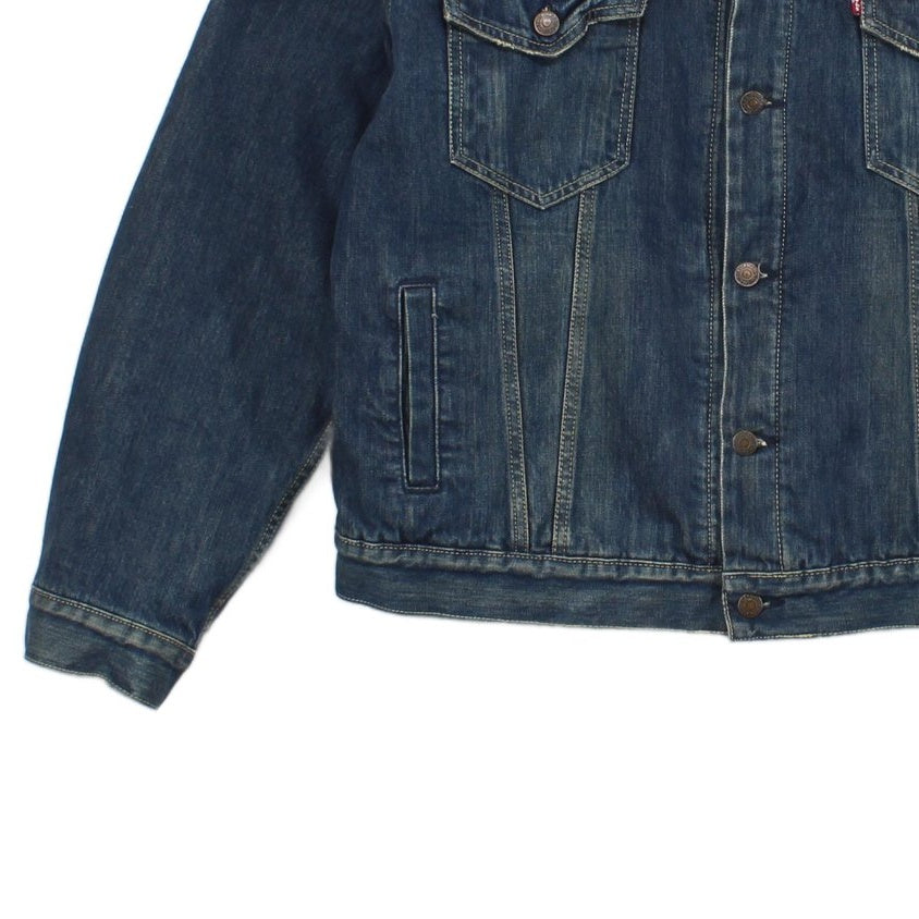 Mens Sherpa Denim Jacket Trucker Cotton