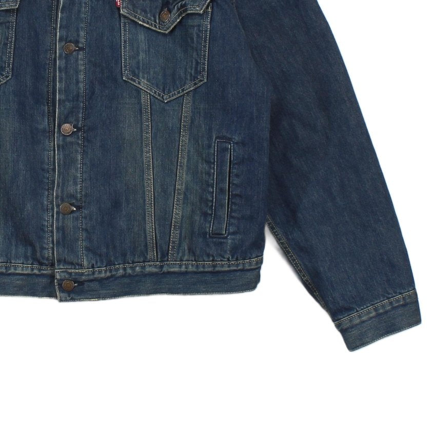 Mens Sherpa Denim Jacket Trucker Cotton