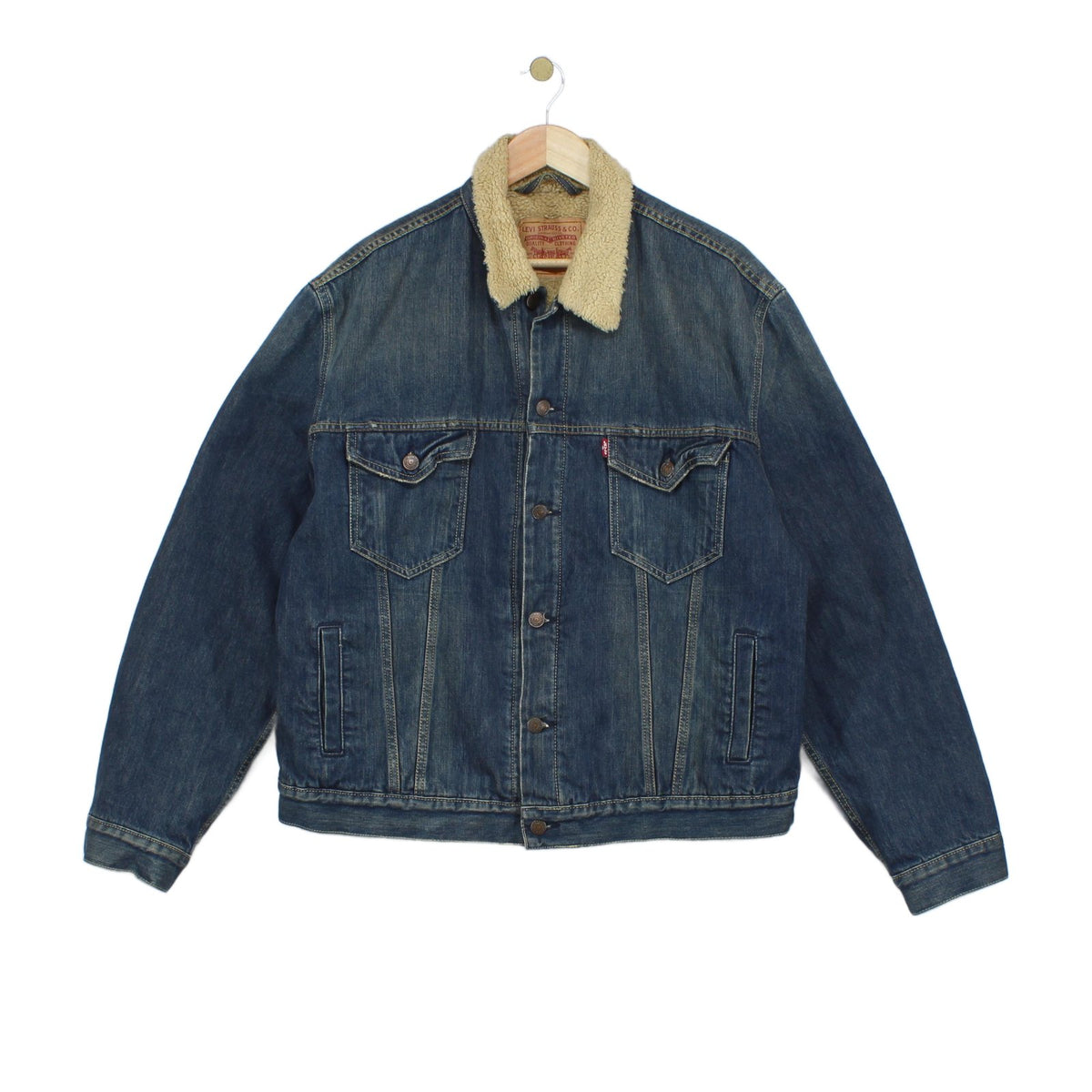 Mens Sherpa Denim Jacket Trucker Cotton