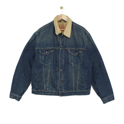 Mens Sherpa Denim Jacket Trucker Cotton