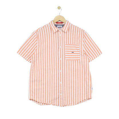 Mens Striped Shirt Relaxed Fit Short Sleeve