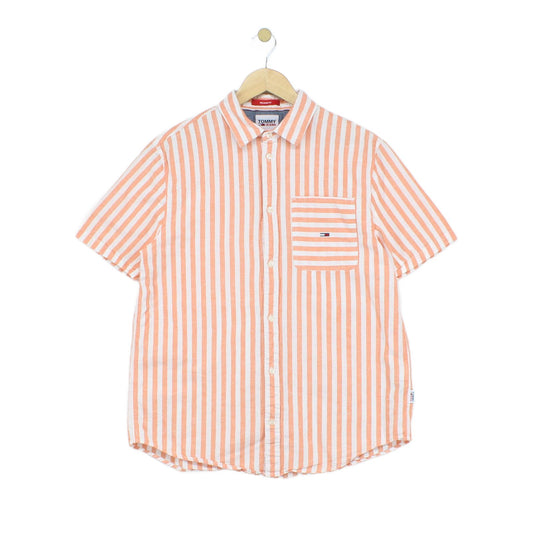 Mens Striped Shirt Relaxed Fit Short Sleeve