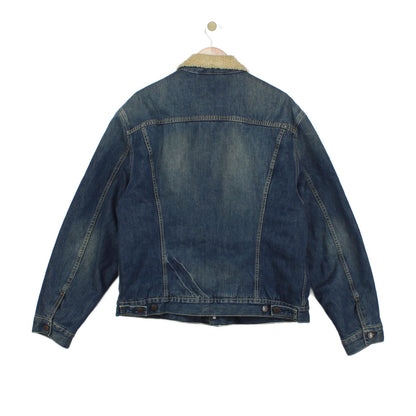 Mens Sherpa Denim Jacket Trucker Cotton