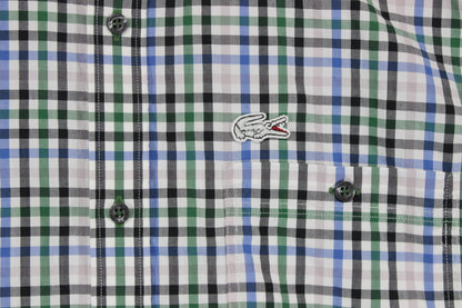 Mens Plaid Shirt Short Sleeve Button Up