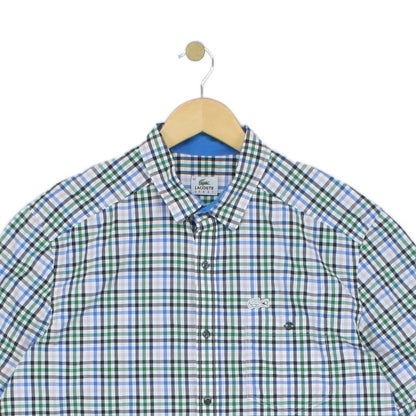 Mens Plaid Shirt Short Sleeve Button Up