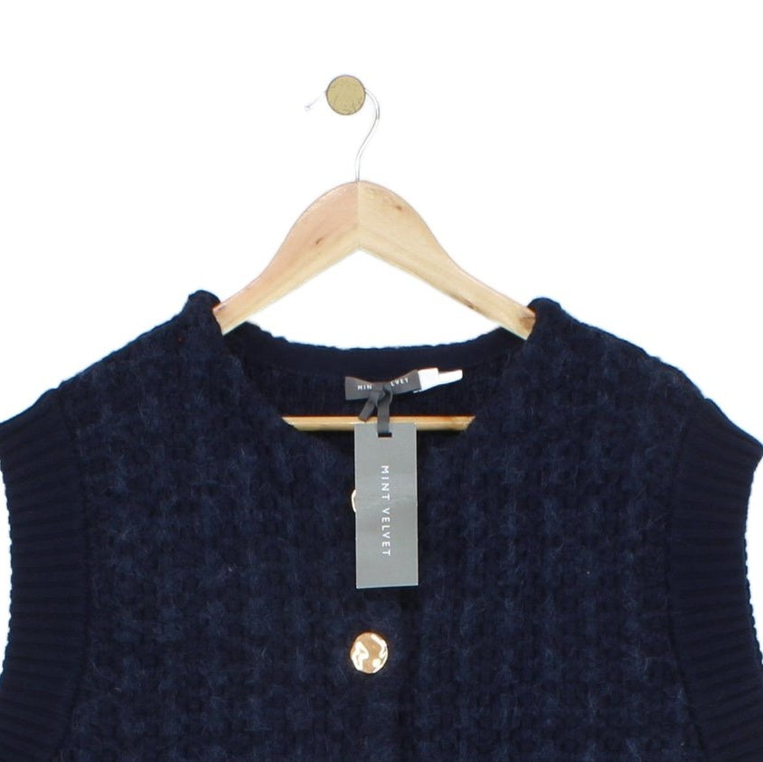 Womens Vest Cardigan Knit Sleeveless Cotton Alpaca