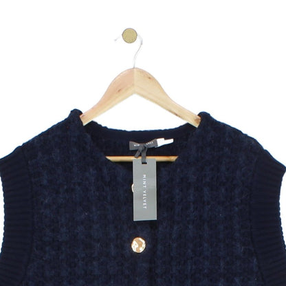 Womens Vest Cardigan Knit Sleeveless Cotton Alpaca