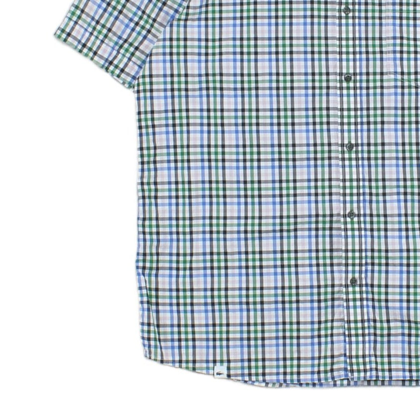 Mens Plaid Shirt Short Sleeve Button Up