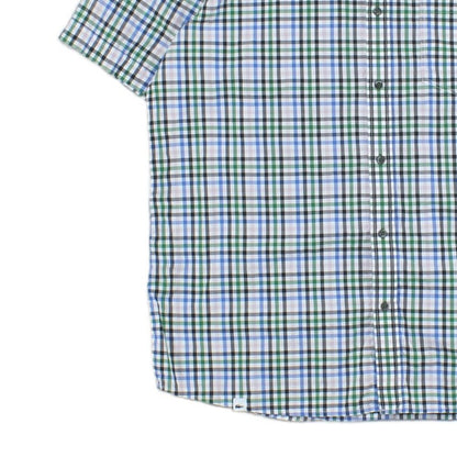Mens Plaid Shirt Short Sleeve Button Up