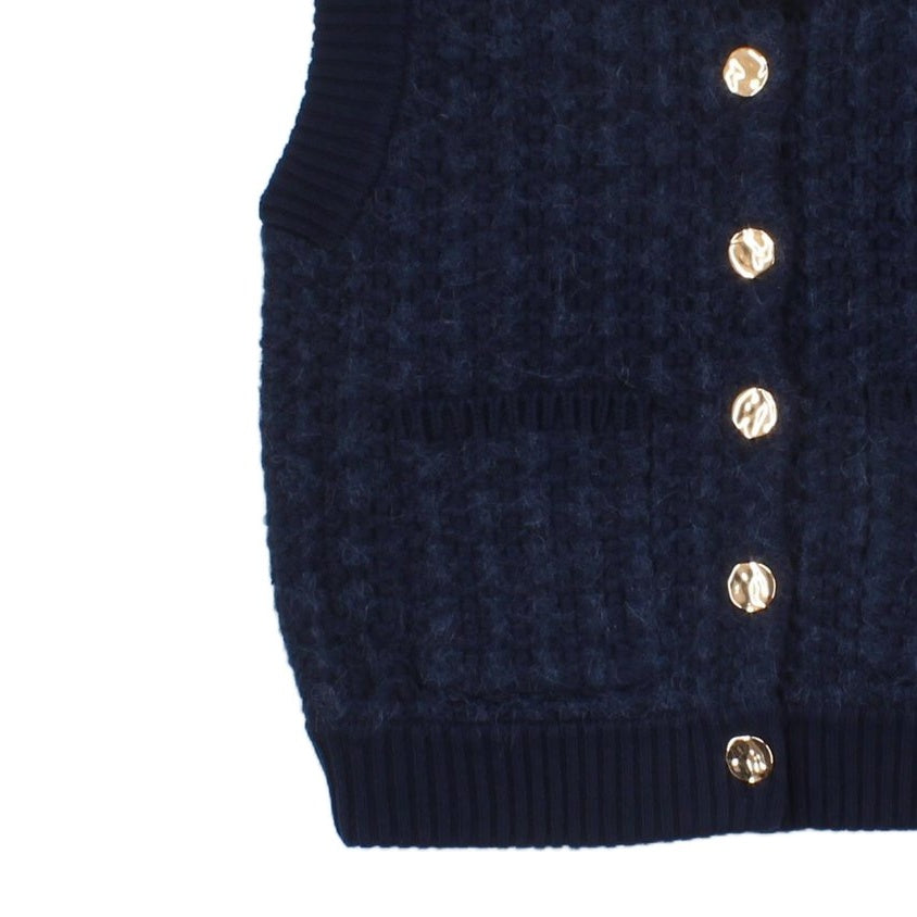 Womens Vest Cardigan Knit Sleeveless Cotton Alpaca