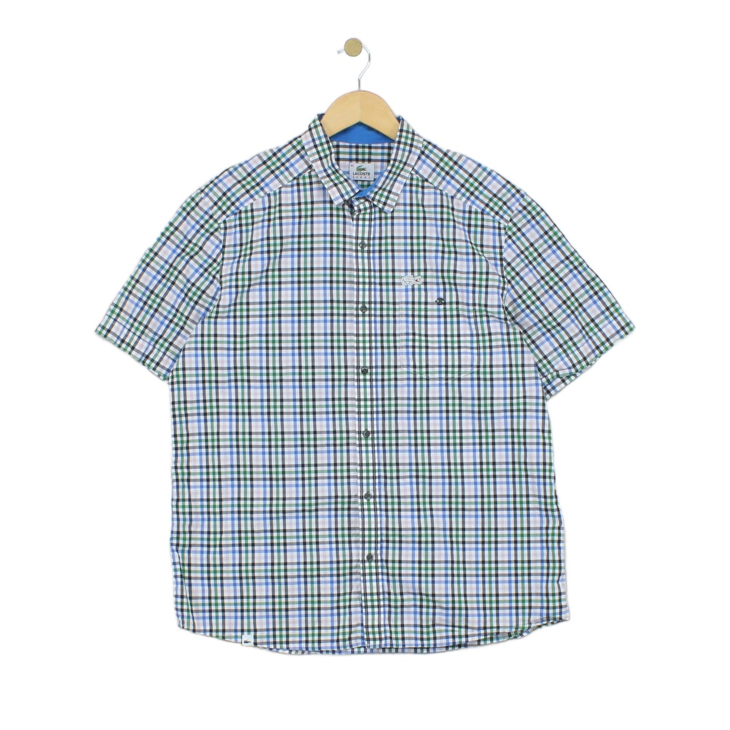 Mens Plaid Shirt Short Sleeve Button Up