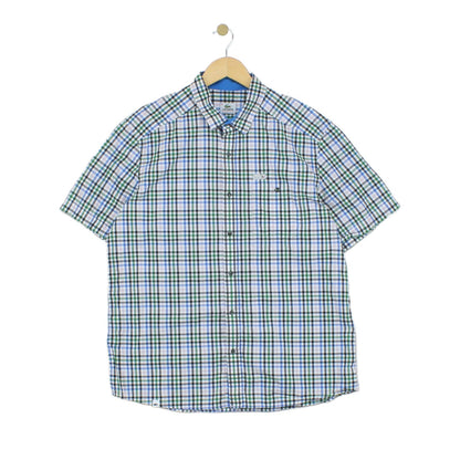 Mens Plaid Shirt Short Sleeve Button Up