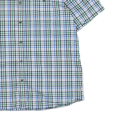 Mens Plaid Shirt Short Sleeve Button Up