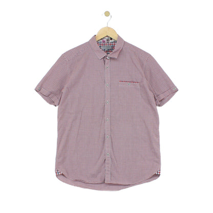 Mens Check Shirt Short Sleeve Summer