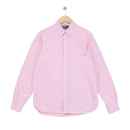 Mens Check Shirt Gingham Long Sleeve