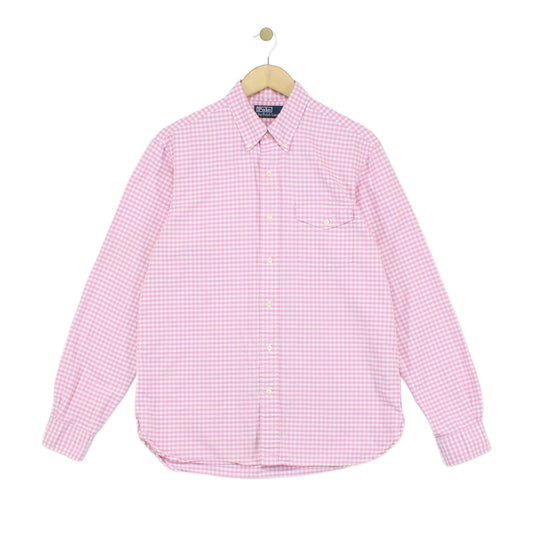 Mens Check Shirt Gingham Long Sleeve