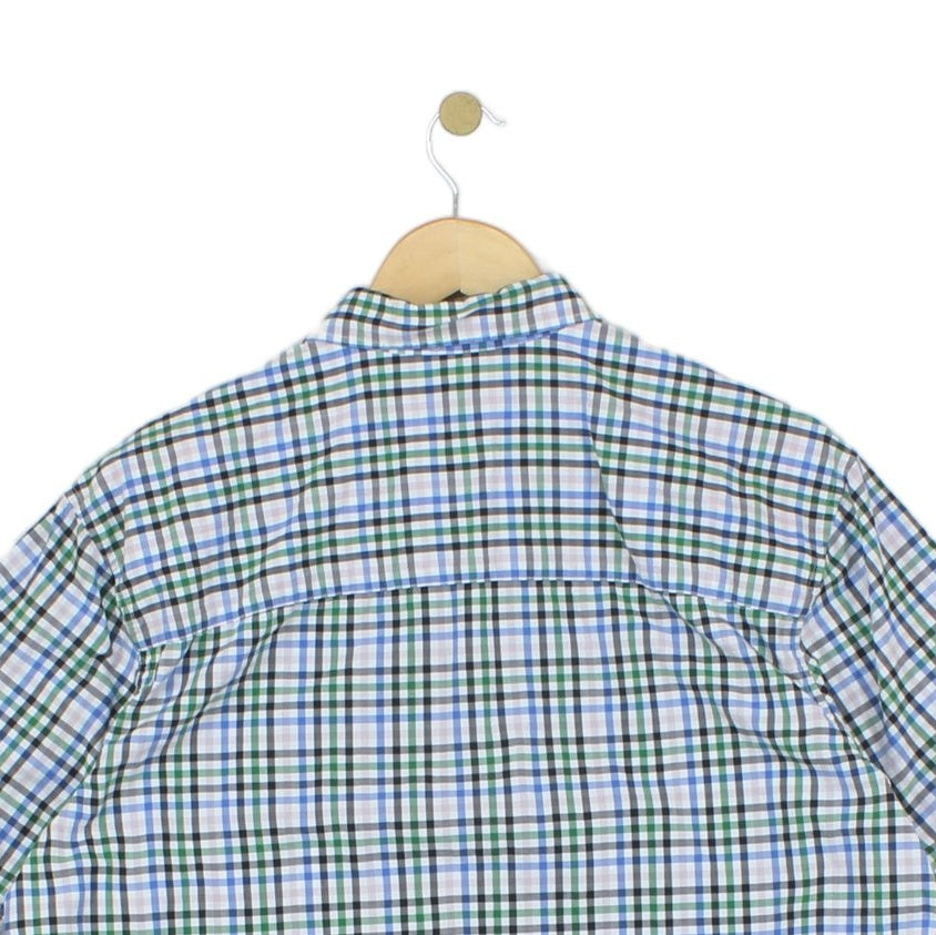 Mens Plaid Shirt Short Sleeve Button Up