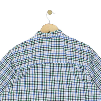 Mens Plaid Shirt Short Sleeve Button Up