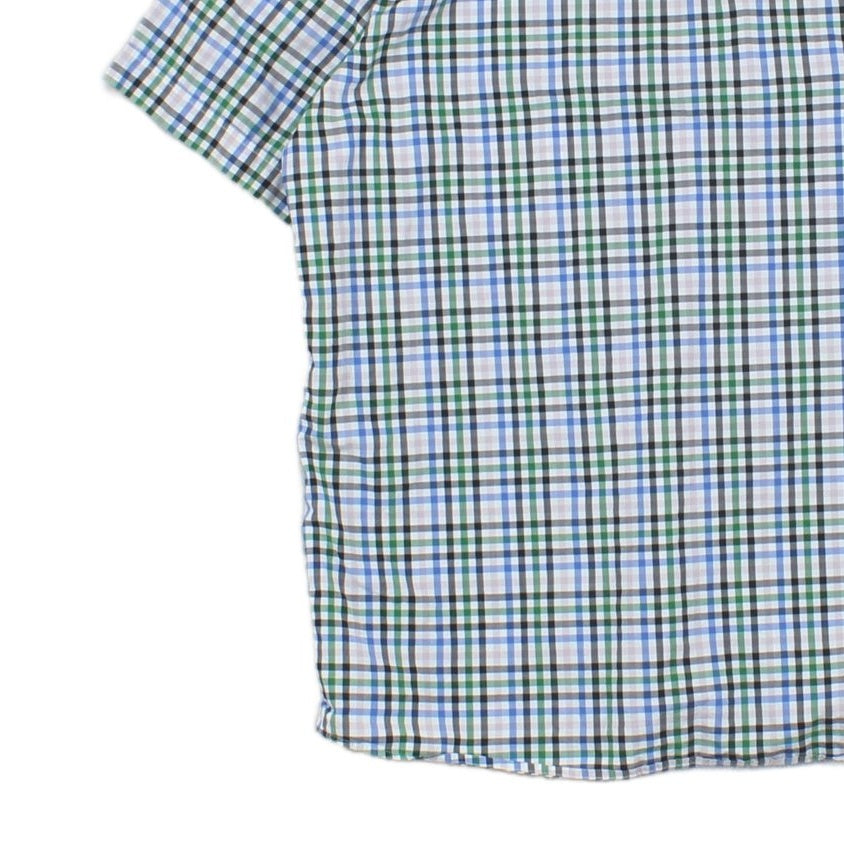 Mens Plaid Shirt Short Sleeve Button Up