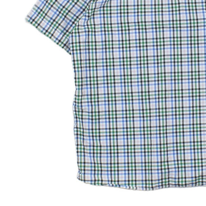 Mens Plaid Shirt Short Sleeve Button Up