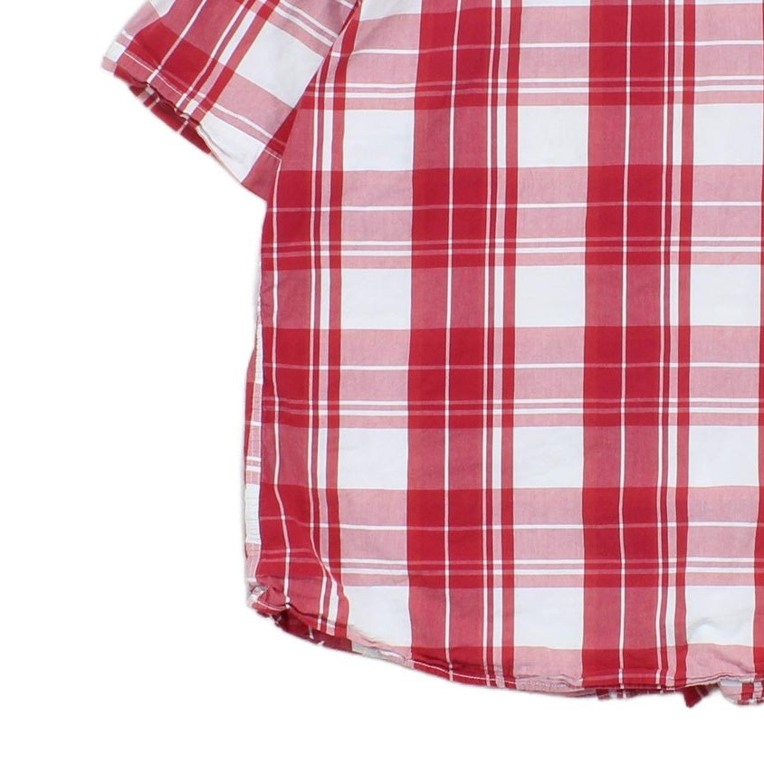 Mens Plaid Shirt Short Sleeve Button Up