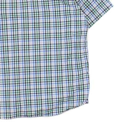 Mens Plaid Shirt Short Sleeve Button Up