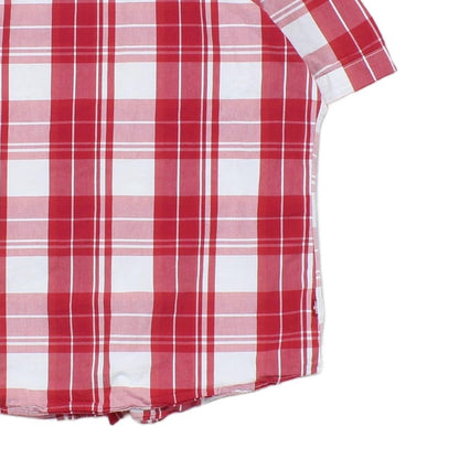 Mens Plaid Shirt Short Sleeve Button Up