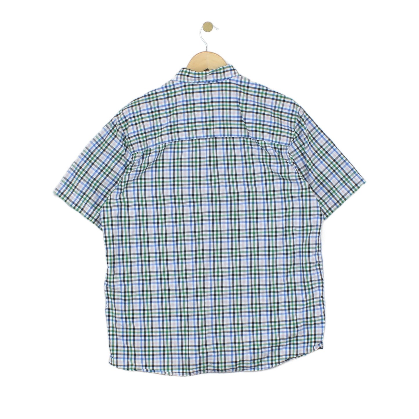 Mens Plaid Shirt Short Sleeve Button Up