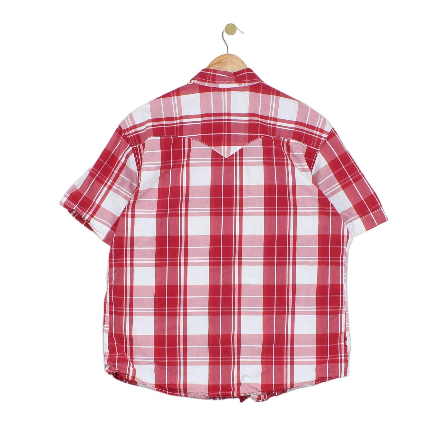 Mens Plaid Shirt Short Sleeve Button Up