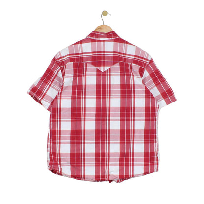 Mens Plaid Shirt Short Sleeve Button Up