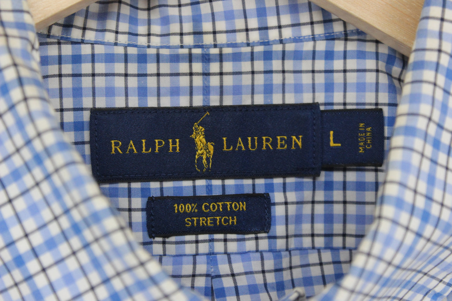 Mens Plaid Shirt Stretch Button Down Logo